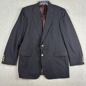 Tom James Gold Button Blazer Mens 44R Blue Wool Classic Fit Sport Coat Jacket